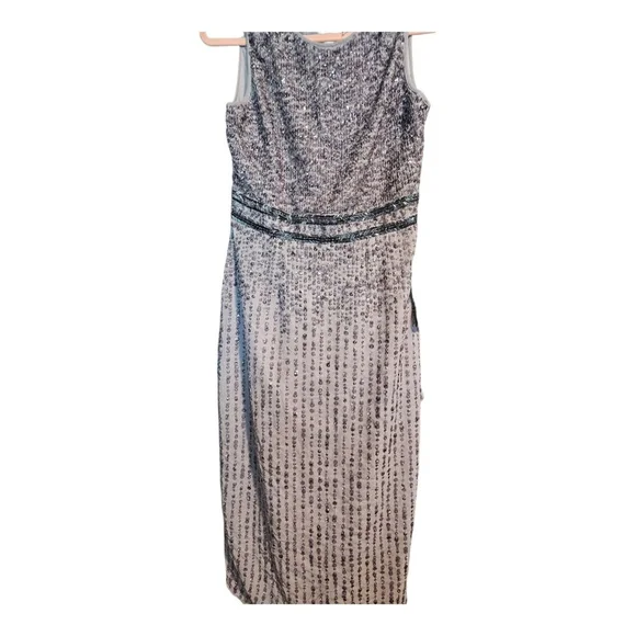 Mac Duggal Sequin Embellished Midi Dress Grey Size 6 - Picture 6 of 11